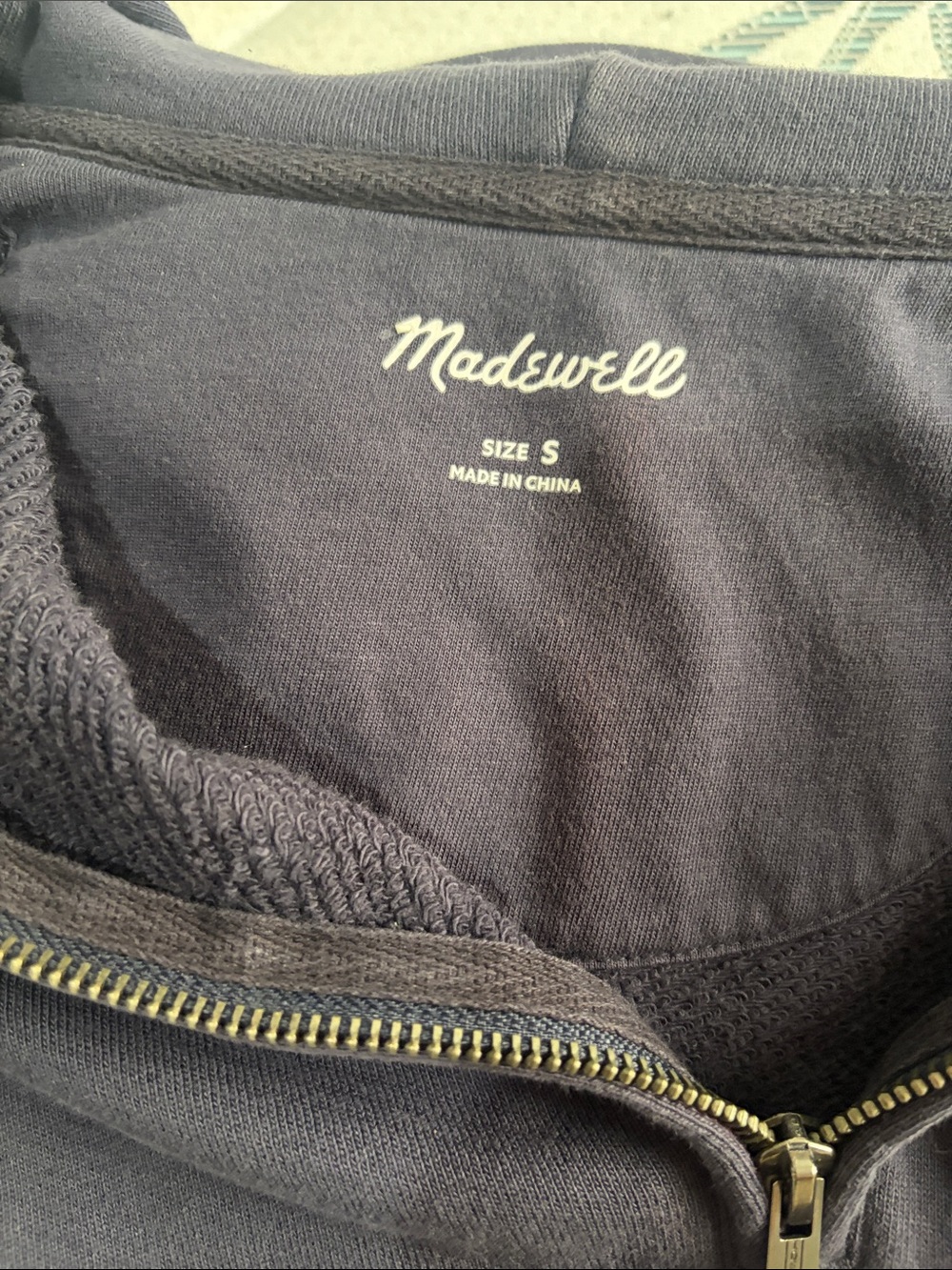 Madewell Navy Blue Zip-Front Sweatshirt